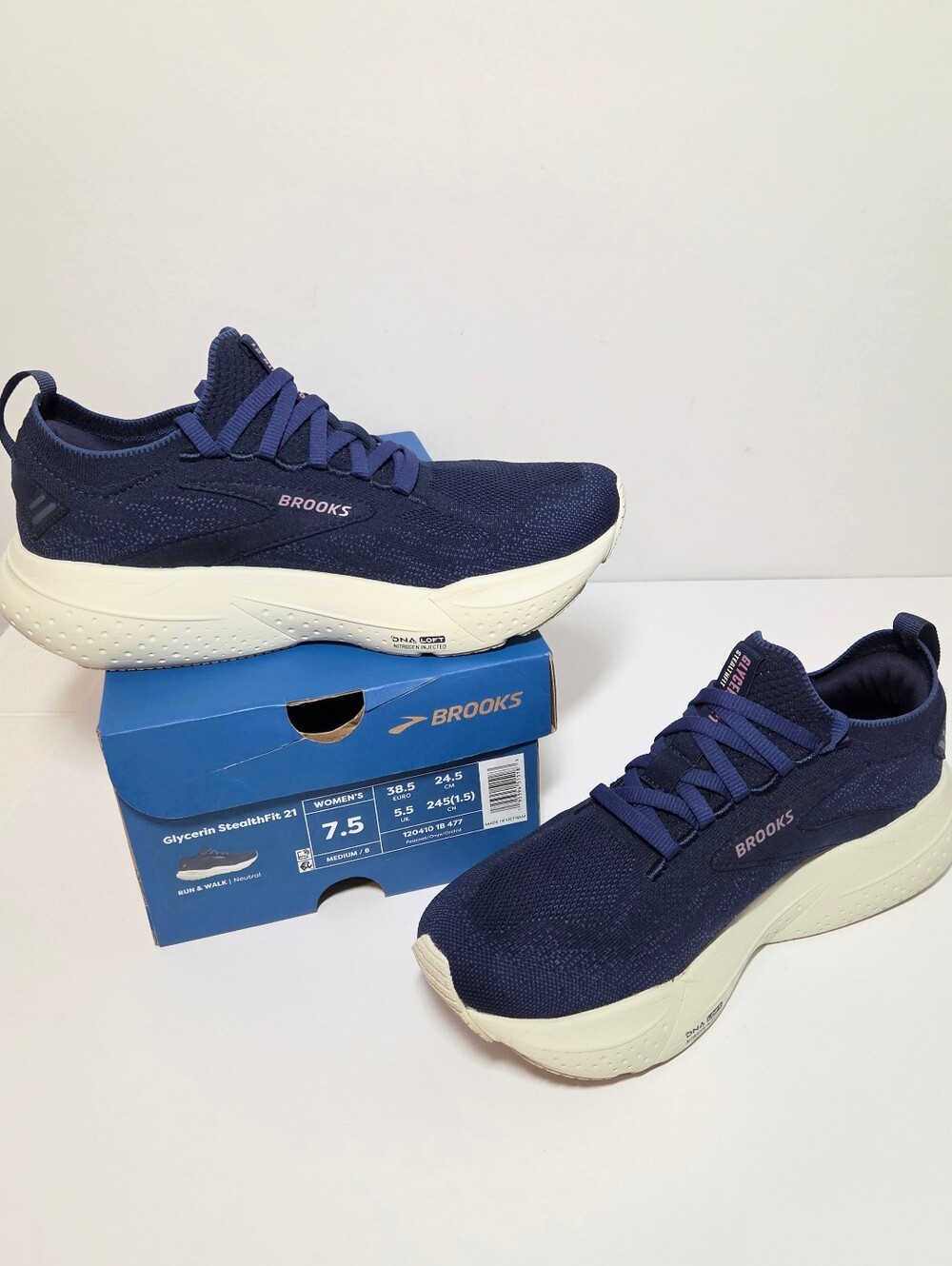 Brooks Glycerin 21 StealthFit Running Shoes - Navy Blue - Size 7.5 M - Picture 2 of 10